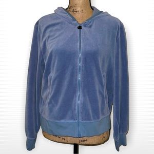 Champion Vintage Blue Velour Hoodie Track Jacket